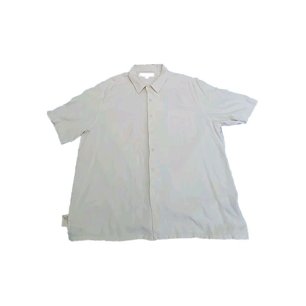 Men's Croft And Barrow Silk Short Sleeve Button Up White L